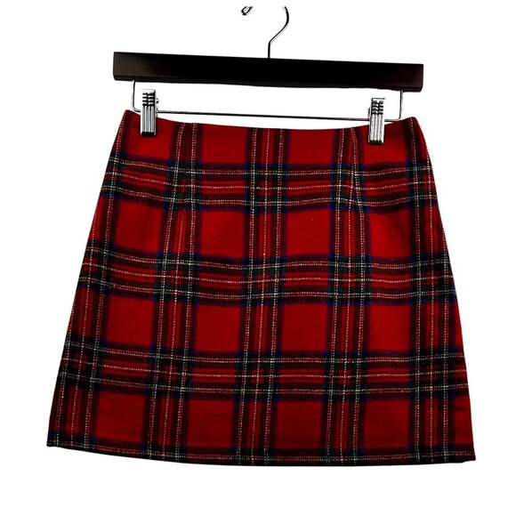 Pink Lily Red Tartan Plaid Mini Skirt "Clueless Vibes" Lined Wool Blend Sz Small - Picture 2 of 6